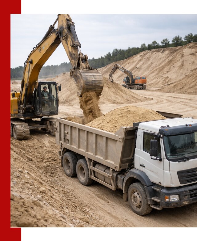 Доставка карьерного песка с самосвалами и разгрузкой в Петрозаводске