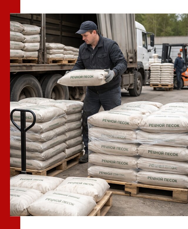 Речной песок в мешках с доставкой в Петрозаводске