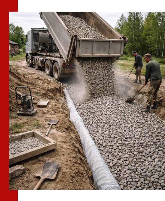 Гравий для дренажа с доставкой в Петрозаводске качественный и недорогой