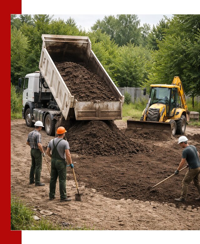Доставка и укладка грунта для выравнивания участка в Петрозаводске