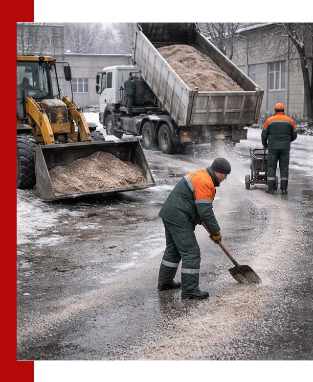 Реагент против гололеда с доставкой и нанесением в Петрозаводске