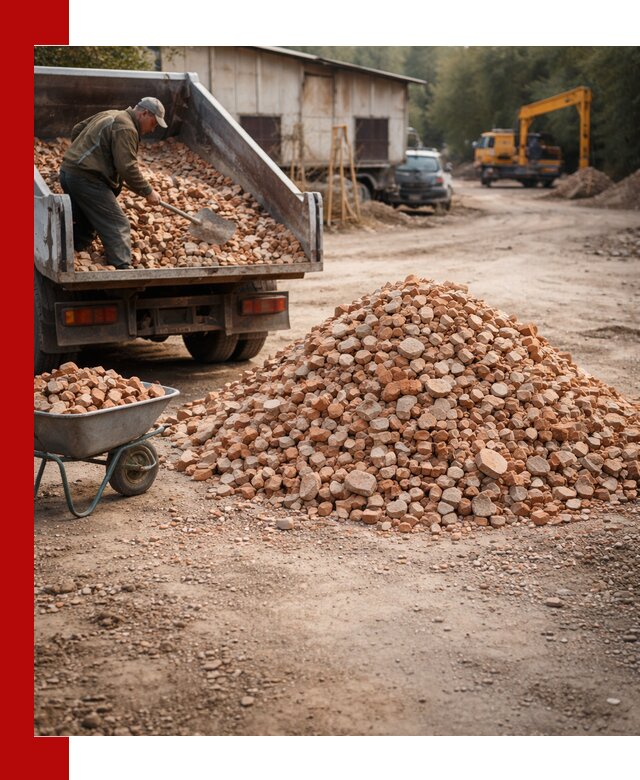 Доставка и подушка из боя кирпича с разгрузкой в Петрозаводске