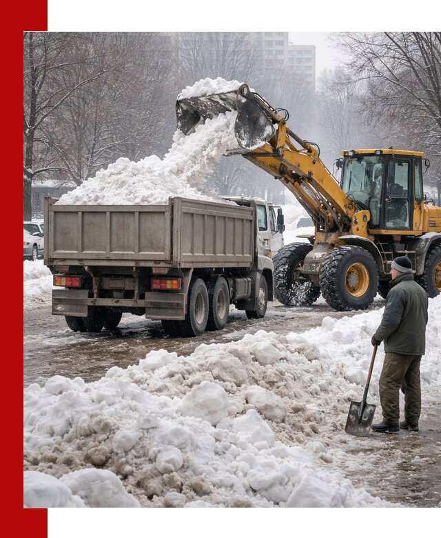 Вывоз снега грузовой техникой в Петрозаводске оперативно и чисто