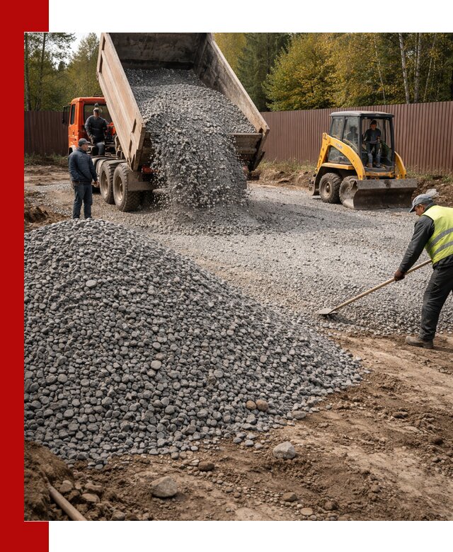 Отсыпка участка щебнем с доставкой и уплотнением в Петрозаводске